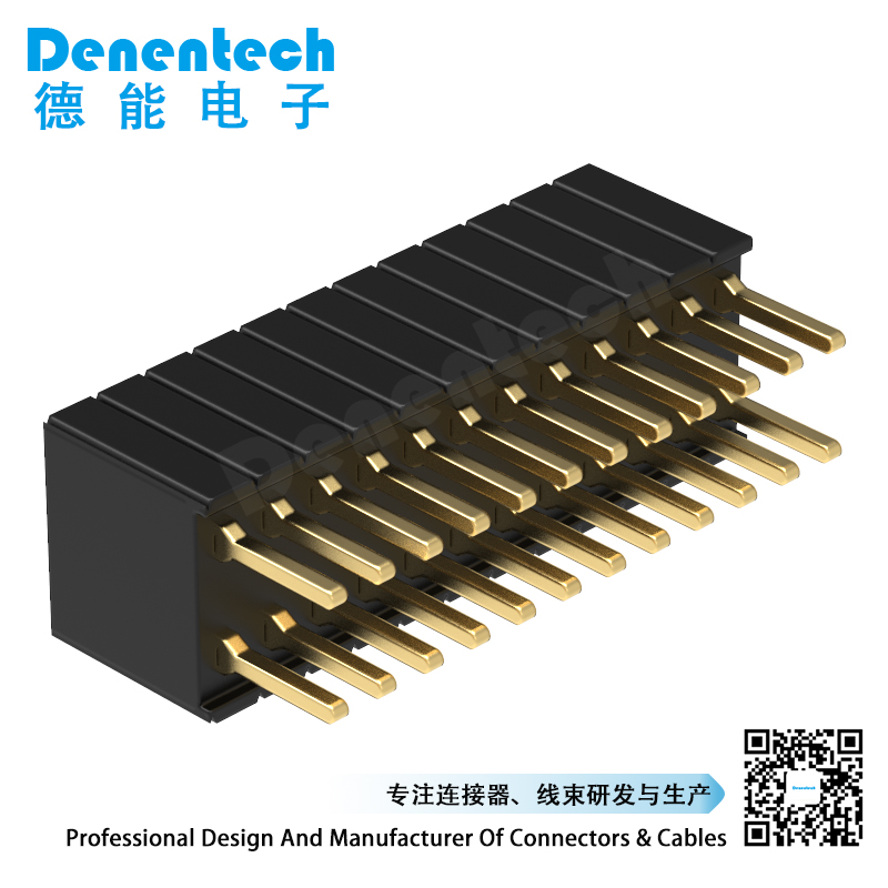 Denentech 专业工厂 1.27*2.54MM排母H4.6双排180度 镀金端子 双排直插  连接器 1.27mm间距双排排母 直插座